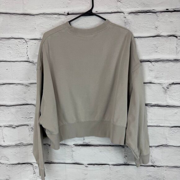 Nike Cropped Sweatshirt Women’s Medium Beige Oversized Balloon Sleeve Crewneck N - Picture 5 of 7